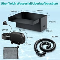 Biling 20 cm rozsdamentes kerti tó vízesés szett 2500 L/h szivattyúval 5