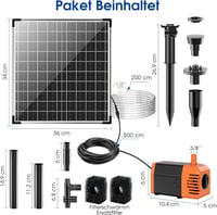Biling 25W napelemes kerti szökőkút 1200 L/h szivattyúval és 2m csővel 6