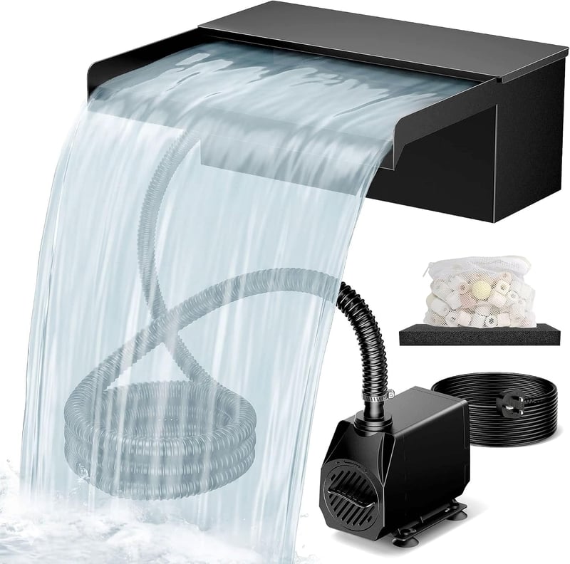 Biling rozsdamentes acél vízesés szett szivattyúval és szűrővel, 40W, 2500 l/h - 30 cm