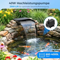 Biling rozsdamentes acél vízesés szett szivattyúval és szűrővel, 40W, 2500 l/h - 30 cm 4
