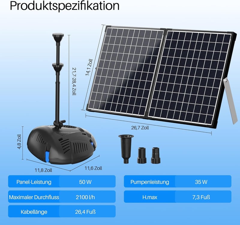 Biling 50W napelemes tófilter szett 2100 l/h szivattyúval kerti tavakhoz