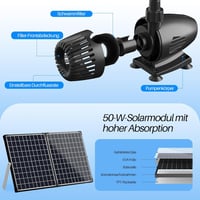 Biling 50W napelemes tófilter szett 2100 l/h szivattyúval kerti tavakhoz 2