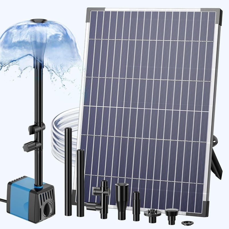 Pompă solară pentru fântână de grădină Biling - 12 W, 450 L/h, cu 4 duze