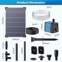 Pompă solară pentru fântână de grădină Biling - 12 W, 450 L/h, cu 4 duze 5