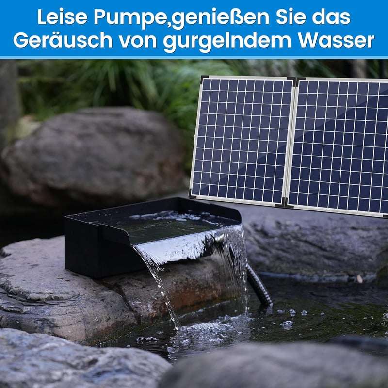 Biling Napelemes Kerti Vízesés Szett 20cm Rozsdamentes Acél 2100 l/h Szivattyúval