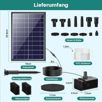 Biling napelemes kerti szökőkút, 8 W, 4000 mAh, 300 l/h, 8 fúvókával 6