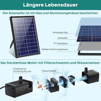 Biling napelemes kerti szökőkút, 8 W, 4000 mAh, 300 l/h, 8 fúvókával 2