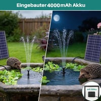 Biling napelemes kerti szökőkút, 8 W, 4000 mAh, 300 l/h, 8 fúvókával 3