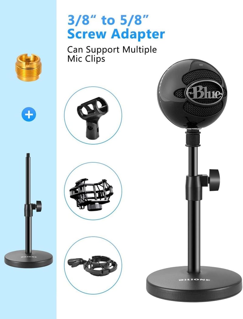 BILIONE 3 az 1-ben asztali mikrofon állvány telefontartóval és adapter
