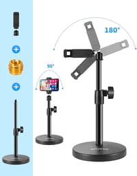 BILIONE 3 az 1-ben asztali mikrofon állvány telefontartóval és adapter 5