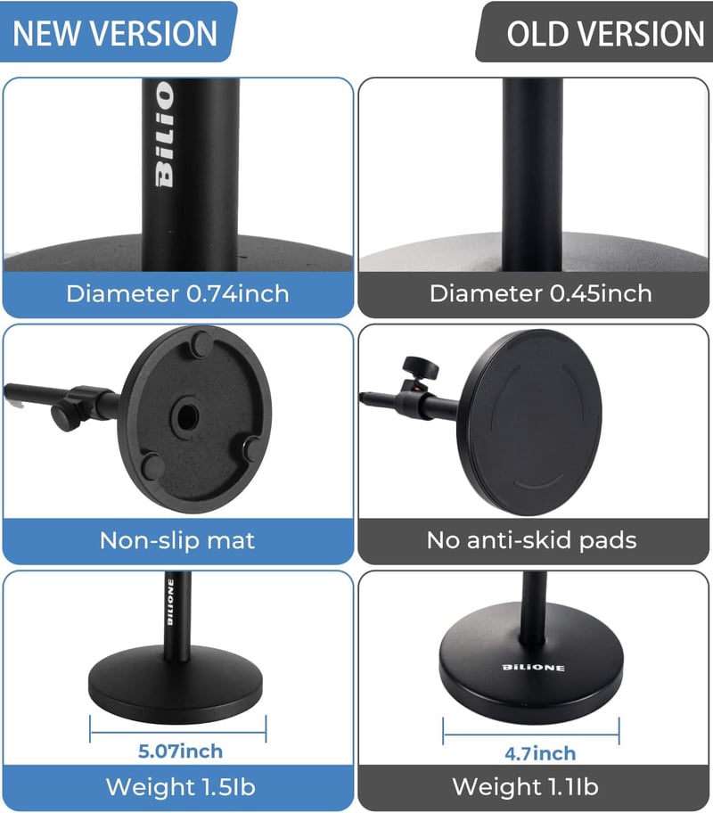 BILIONE Asztali Mikrofon Állvány Állítható Pop Filter Shock Mount Adapterrel