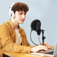 BILIONE Asztali Mikrofon Állvány Állítható Pop Filter Shock Mount Adapterrel 2