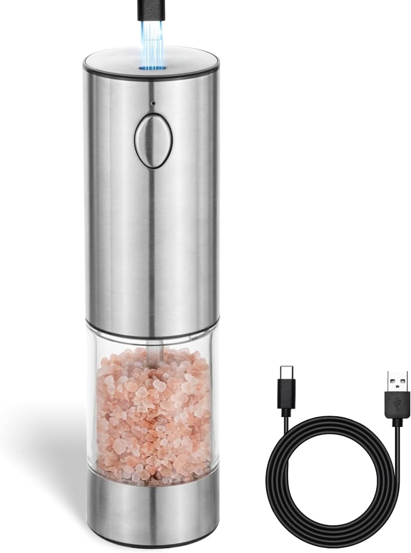 BillyBath Elektromos Só és Borsőrlő Rozsdamentes Acél USB Töltéses - 1 Pack