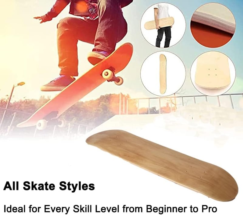 bimiti 2 db-os Juharfa Gördeszka Deszka Szett - 7 Rétegű Konkáv Skateboard Lap 80x20cm - Kezdőknek és Profiknak, Felnőtteknek és Gyerekeknek