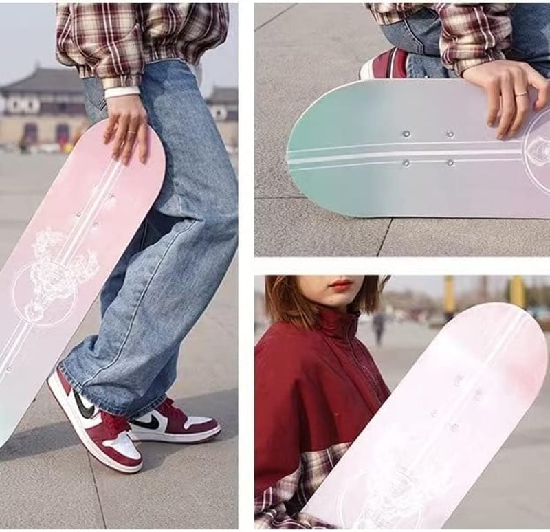 bimiti 2 db-os Juharfa Gördeszka Deszka Szett - 7 Rétegű Konkáv Skateboard Lap 80x20cm - Kezdőknek és Profiknak, Felnőtteknek és Gyerekeknek