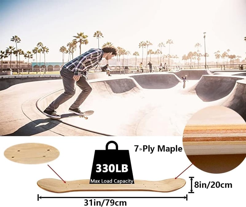 bimiti 2 db-os Juharfa Gördeszka Deszka Szett - 7 Rétegű Konkáv Skateboard Lap 80x20cm - Kezdőknek és Profiknak, Felnőtteknek és Gyerekeknek
