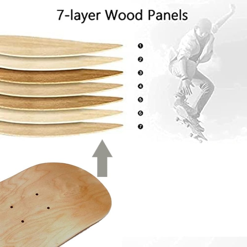 bimiti 2 db-os Juharfa Gördeszka Deszka Szett - 7 Rétegű Konkáv Skateboard Lap 80x20cm - Kezdőknek és Profiknak, Felnőtteknek és Gyerekeknek