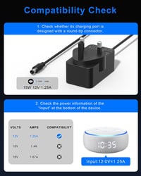 Binamao 12V 1,25A 15W hálózati töltő Echo Dot / Echo Show 5 / Fire TV Cube – 1,5 m – fekete 4