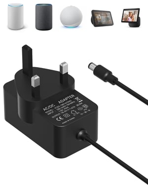 Binamao 30W mrežni adapter za Echo (3.–4. gen) / Echo Show 8/10/15 / Echo Plus (2. gen), kabel od 1,5 m, crni