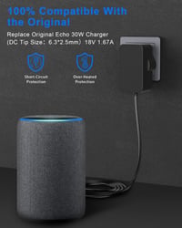 Sieťový adaptér Binamao 30 W pre zariadenia Echo (3. – 4. gen.) / Echo Show 8/10/15 / Echo Plus (2. gen.), 1,5 m kábel, čierny 5