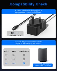 Sieťový adaptér Binamao 30 W pre zariadenia Echo (3. – 4. gen.) / Echo Show 8/10/15 / Echo Plus (2. gen.), 1,5 m kábel, čierny 4