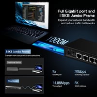 Binardat 10 portos Gigabit Ethernet switch, 8x100/1000Mbps + 2 uplink, fém ház 6