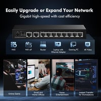 Binardat 10 portos Gigabit Ethernet switch, 8x100/1000Mbps + 2 uplink, fém ház 7