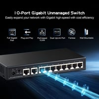Binardat 10 portos Gigabit Ethernet switch, 8x100/1000Mbps + 2 uplink, fém ház 2