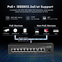 Binardat 11 portos Gigabit POE Switch, 8 POE+ port, 135W tápegység, fém ház 3
