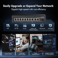 Binardat 11 portos Gigabit POE Switch, 8 POE+ port, 135W tápegység, fém ház 7