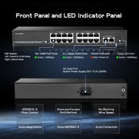 Binardat 19 portos POE switch 16x POE+ 100Mbps 2 Gigabit uplink fém ház - 16x100M PoE+2x1G+1xSFP Unmanaged 5