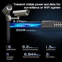 Binardat 19 portos POE switch 16x POE+ 100Mbps 2 Gigabit uplink fém ház - 16x100M PoE+2x1G+1xSFP Unmanaged 3