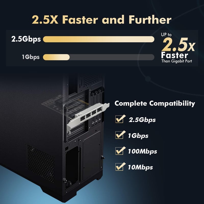 Binardat 4 portos 2.5G PCIe hálózati adapter, RTL8125B Ethernet NIC kártya
