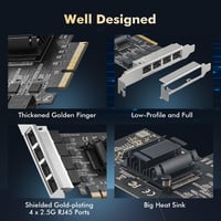 Binardat 4 portos 2.5G PCIe hálózati adapter, RTL8125B Ethernet NIC kártya 5