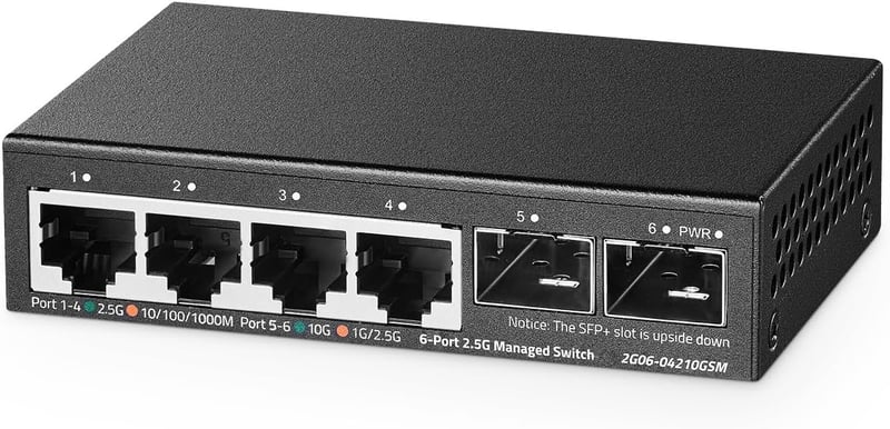 Binardat 4 portos 2.5G Web menedzselt hálózati switch 2x10G SFP porttal
