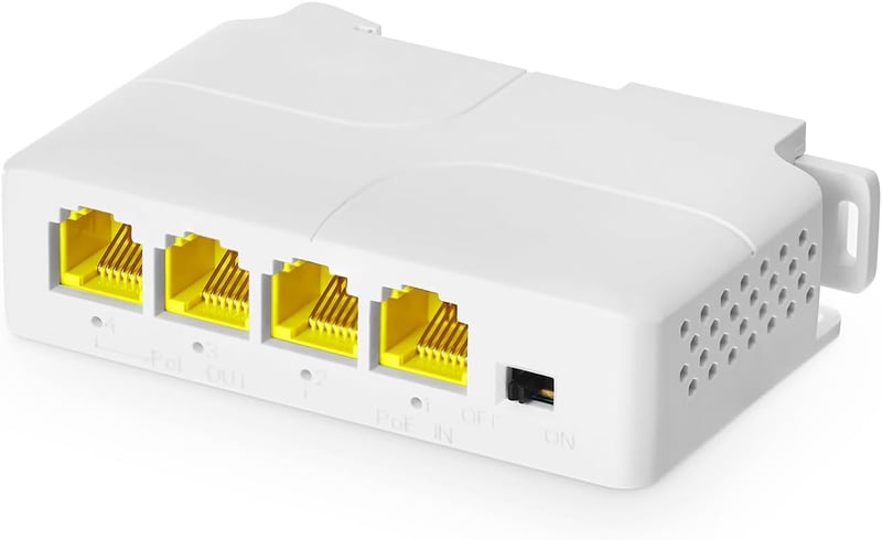Binardat 4 portos Gigabit PoE elosztó, IEEE802.3af/at, DIN sín és fali rögzítés