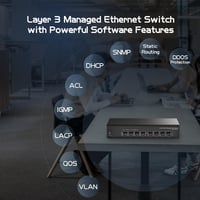 Binardat 8 portos 10 Gigabit SFP menedzselt switch, L3, 160 Gbps, ventilátor nélküli 5