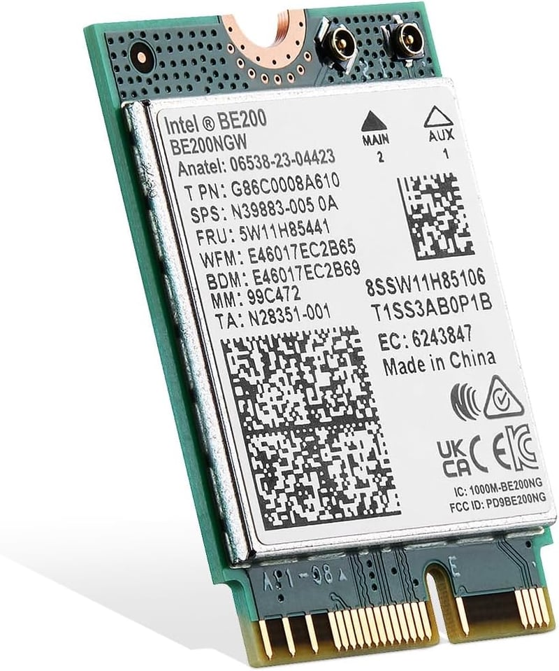 Binardat WiFi7 M.2 BE200 hálózati adapter Intel BE200NGW Bluetooth 5.4