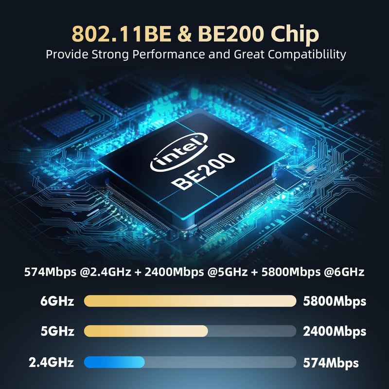 Binardat WiFi7 M.2 BE200 hálózati adapter Intel BE200NGW Bluetooth 5.4