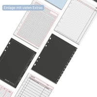 Planner BIND T 3 A5 cu calendar săptămânal - Agendă din piele naturală neagră, planner pentru manageri, structură pe 2 pagini pe săptămână 5