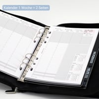 Planner BIND T 3 A5 cu calendar săptămânal - Agendă din piele naturală neagră, planner pentru manageri, structură pe 2 pagini pe săptămână 4
