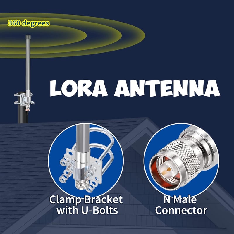 Bingfu 868 MHz LoRa Antenna 3dBi Fiberglass N-Male Helium Hotspot RAK Bobcat HNT