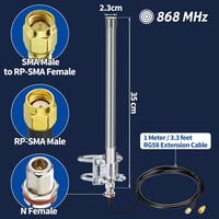 Bingfu 868 MHz LoRa Antenna 3dBi Fiberglass N-Male Helium Hotspot RAK Bobcat HNT 6
