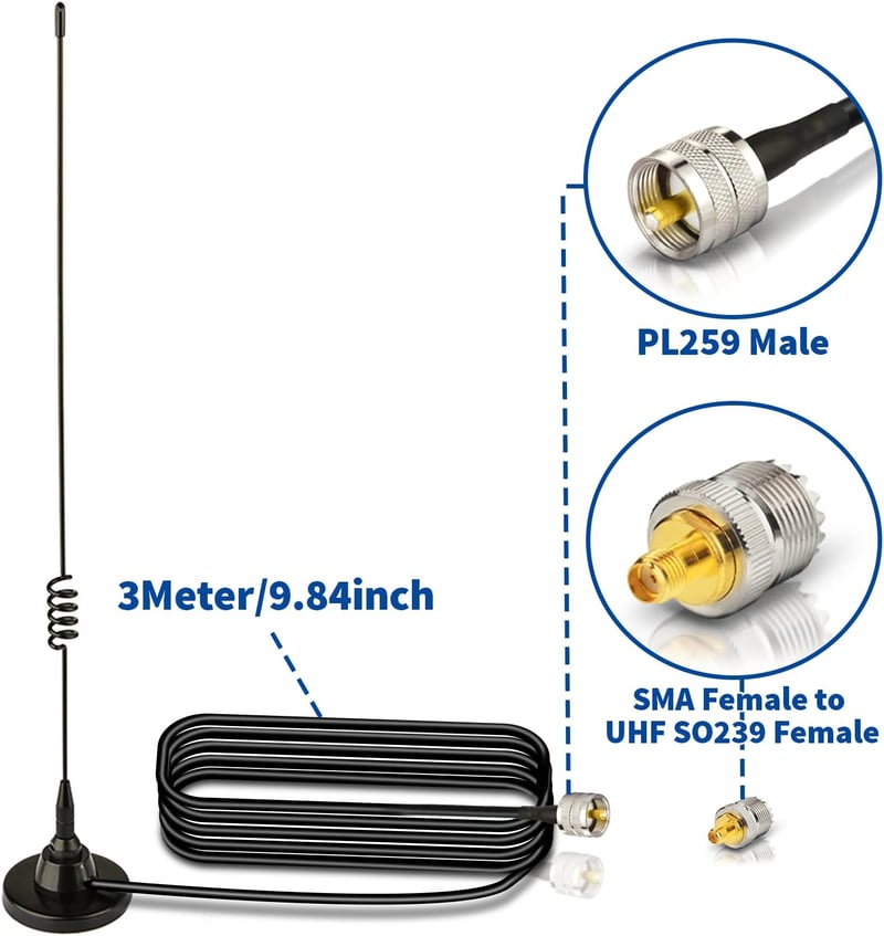 BINGFU Autós Rádió Antenna Duál Sávú VHF UHF Mágneses Talp PL259