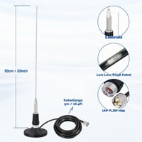 Mobilná VHF anténa Bingfu 50 cm, magnetická anténa PL259 s 5 m káblom 4
