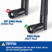 Bingfu WiFi Antenna Dual Band 2.4GHz 5GHz SMA csatlakozós 3dBi csere antennák 2 db-os csomag 3
