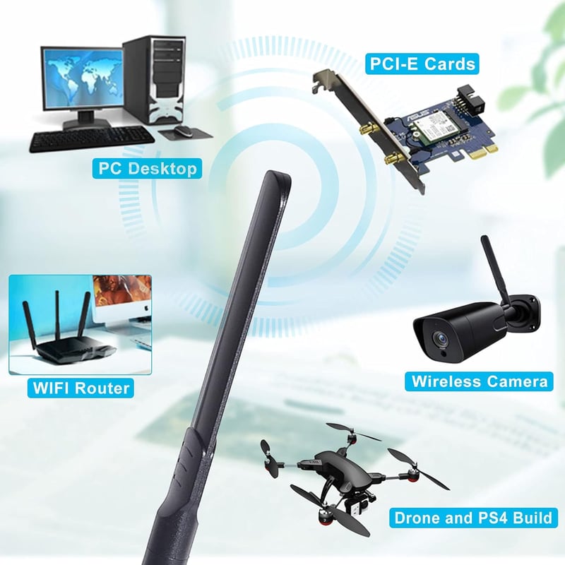 Bingfu WLAN Antenna 2.4G/5.8GHz 8dBi MIMO RP-SMA WiFi Antenna ASUS Fenvi Rosewill Gigabyte Router PCI-Express Hálózati Kártya Adapter 2db