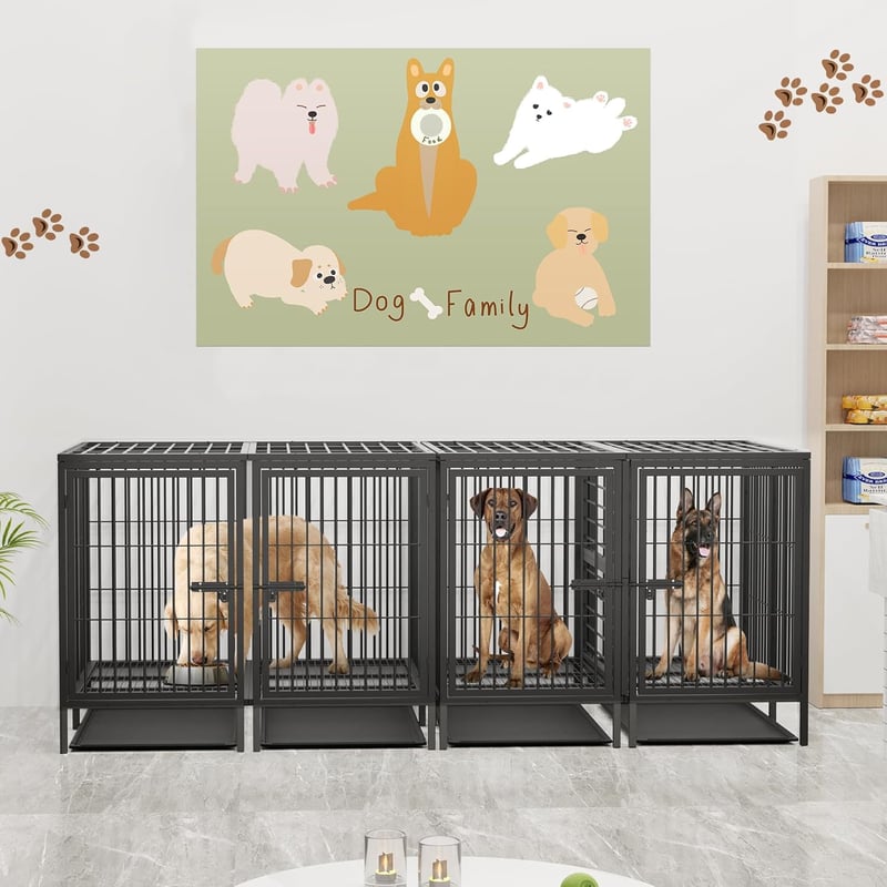 BingoPaw 52 inch óriás kutyakennel osztóval, extra erős fém ketrec két kutyához