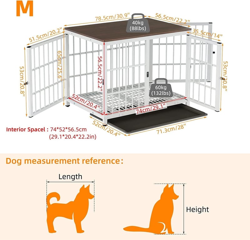 BingoPaw Fa Kutyaház kennel Asztal Funkcióval 3 Ajtós Fehér 78x56x65cm