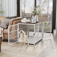 BingoPaw Fa Kutyaház kennel Asztal Funkcióval 3 Ajtós Fehér 78x56x65cm 4